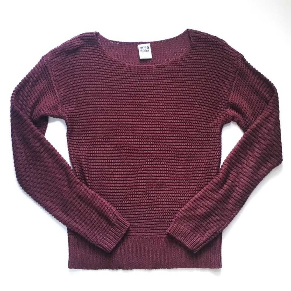 Pullover Burgundy Fitted Knit Sweater • Vero Moda